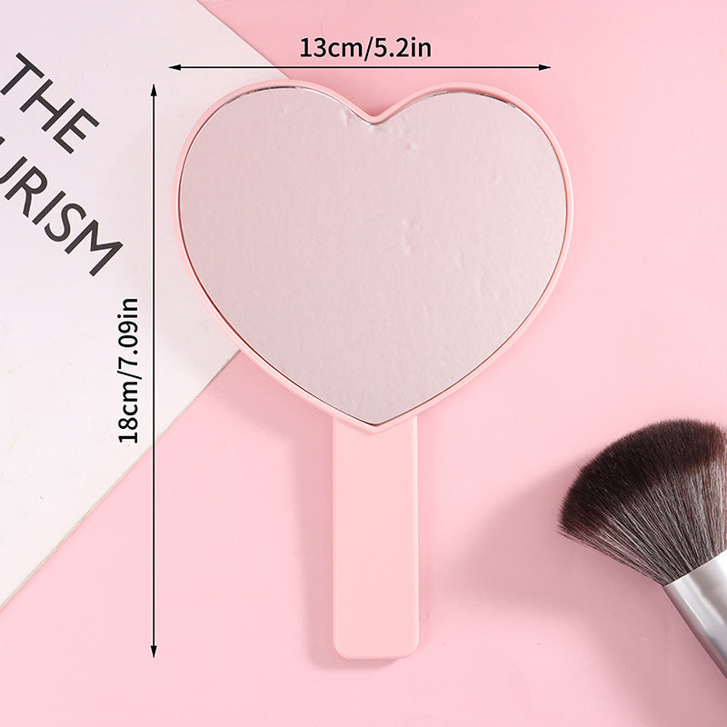 Heart Shape Makeup Mirror with Handle for Outdoor Eyelash Extension