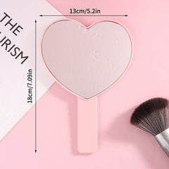 Heart Shape Makeup Mirror with Handle for Outdoor Eyelash Extension