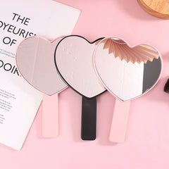 Heart Shape Makeup Mirror with Handle for Outdoor Eyelash Extension