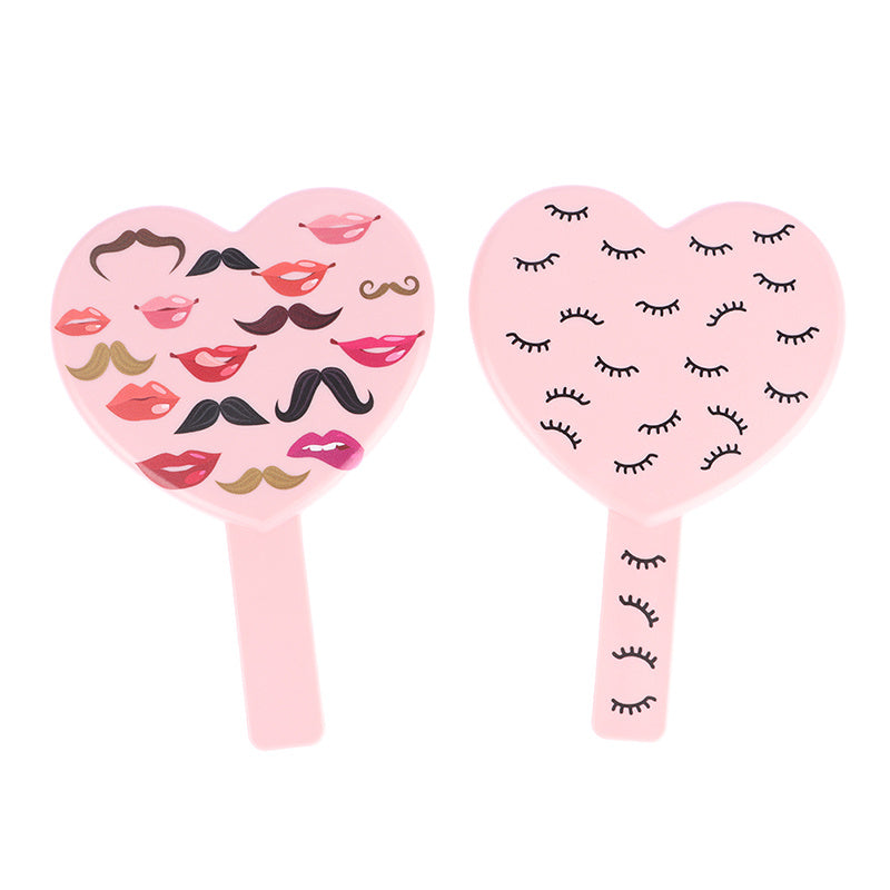 Heart Shape Makeup Mirror with Handle for Outdoor Eyelash Extension