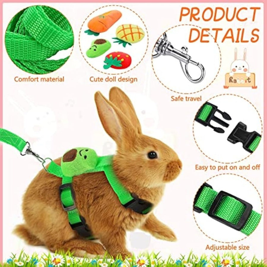 Adjustable Bunny Rabbit Harness And Leash Set For Small Pets - Fruit Pattern