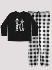 Giraffe & Gingham Print Lounge Set