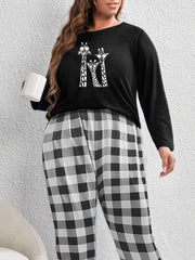 Giraffe & Gingham Print Lounge Set