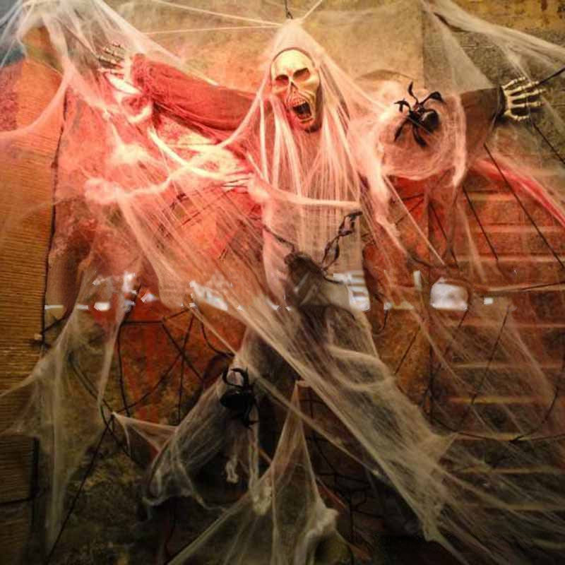 Halloween Spider Webs with 2 Small Spiders, Haunted House Decor