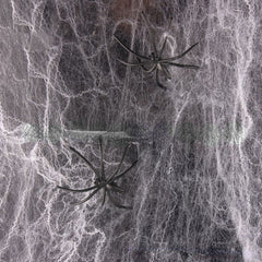 Halloween Spider Webs with 2 Small Spiders, Haunted House Decor