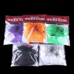 Halloween Spider Webs with 2 Small Spiders, Haunted House Decor