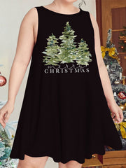 Christmas Nightdress Women's Round Neck Loose Tank Sleep Dress