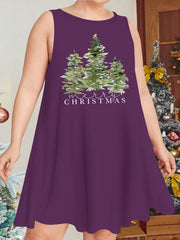 Christmas Nightdress Women's Round Neck Loose Tank Sleep Dress