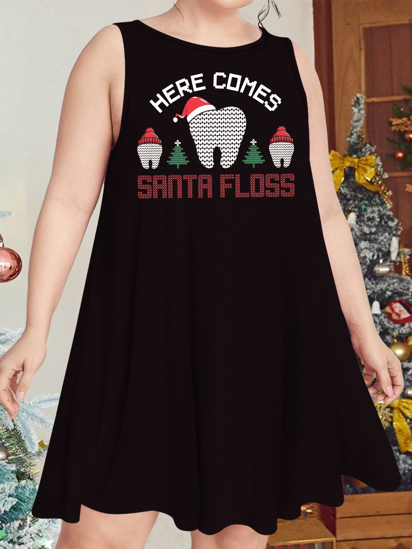 Christmas Tree & Teeth Print Nightdress