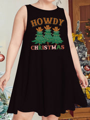 Christmas Tree Print Round Neck Tank Sleep Dress
