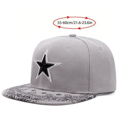 Adjustable Pentagram Floral Snapback Baseball Cap