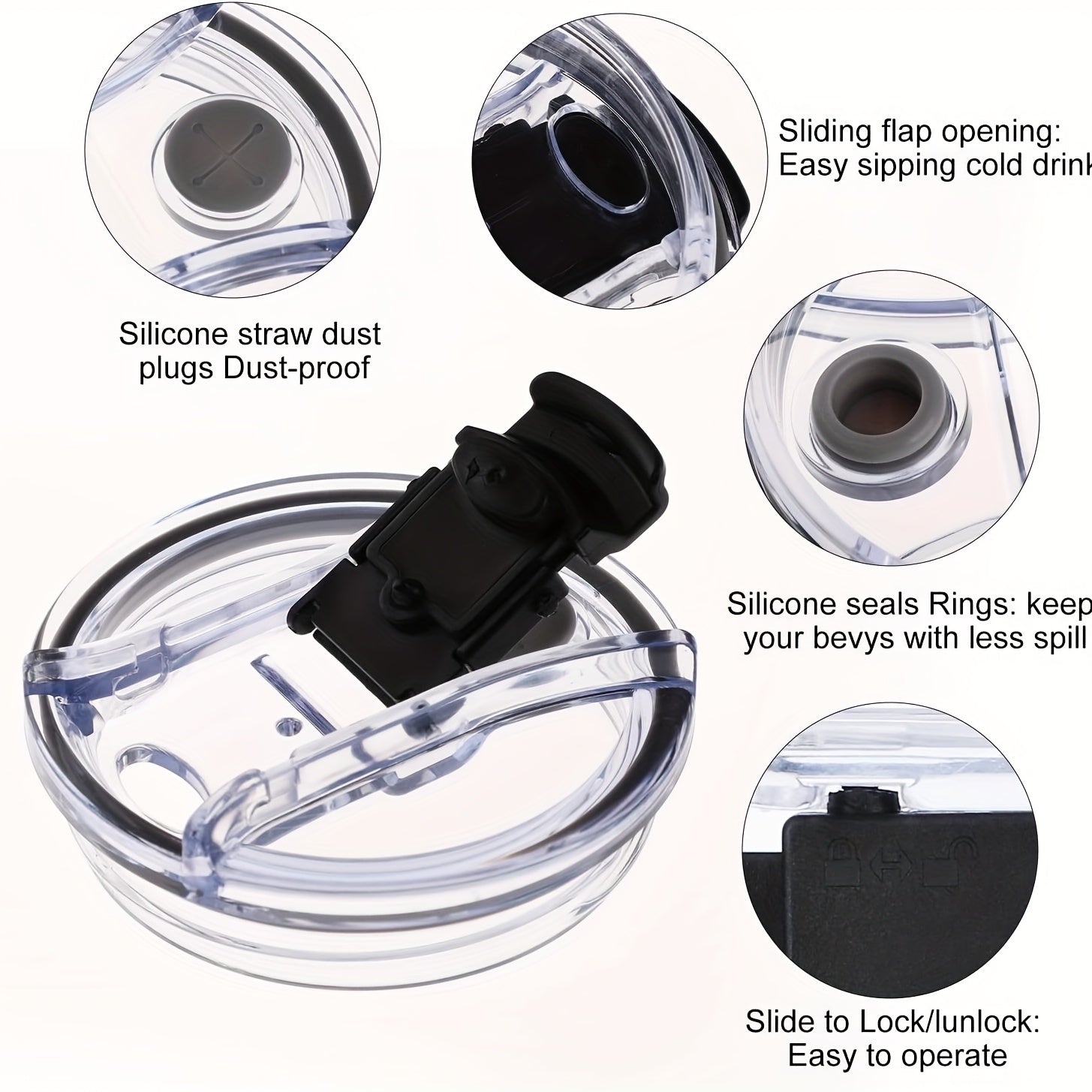 Leakproof Lid For 40oz Tumbler Cup Spill-Proof Replacement Cover