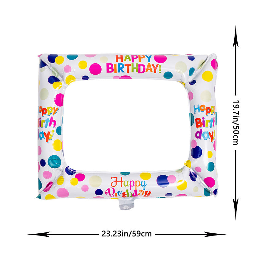 Happy Birthday Selfie Frame Aluminum Foil Balloons for Parties