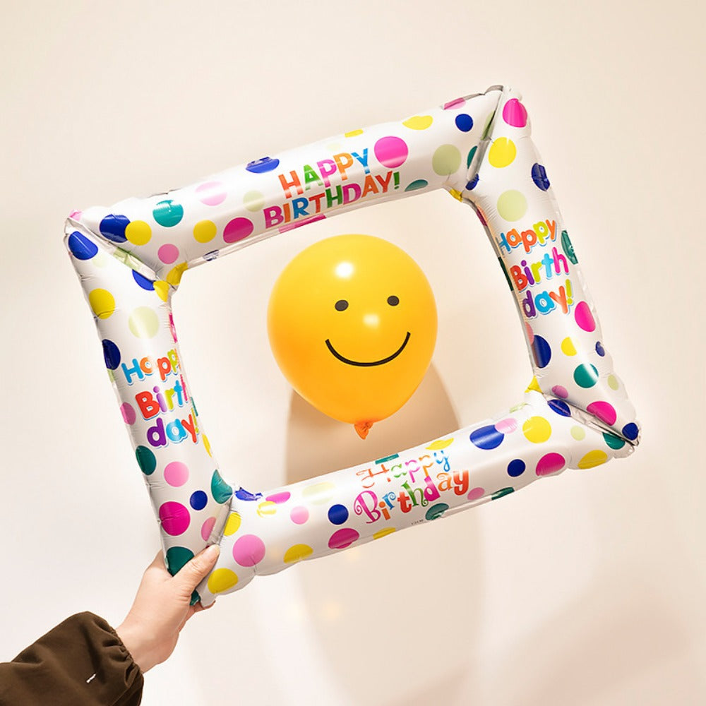 Happy Birthday Selfie Frame Aluminum Foil Balloons for Parties