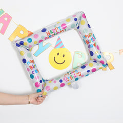 Happy Birthday Selfie Frame Aluminum Foil Balloons for Parties