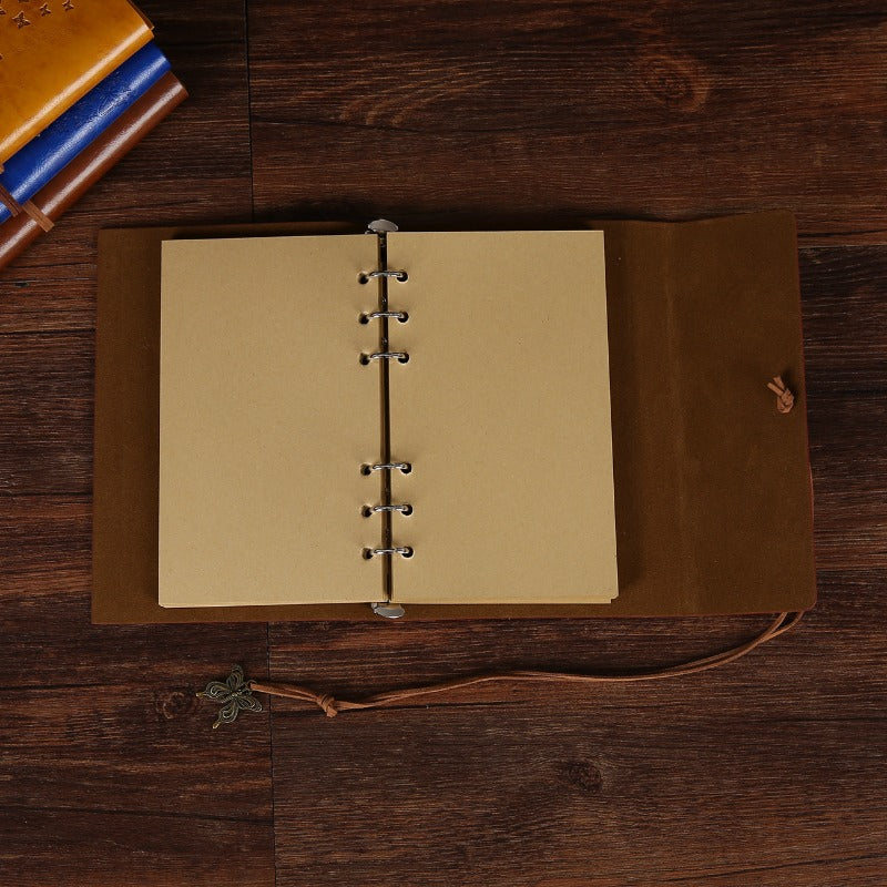 Retro Leather Travel Journal Loose Leaf Pen Notebook