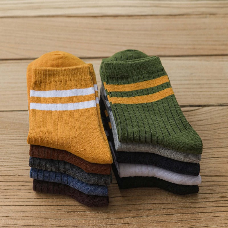 3 Pairs Striped Athletic Vintage Crew Sports Socks