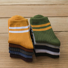 3 Pairs Striped Athletic Vintage Crew Sports Socks