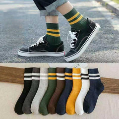 3 Pairs Striped Athletic Vintage Crew Sports Socks