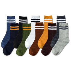 3 Pairs Striped Athletic Vintage Crew Sports Socks