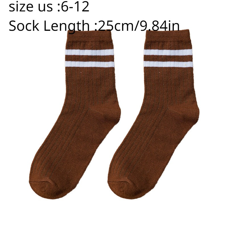 3 Pairs Striped Athletic Vintage Crew Sports Socks
