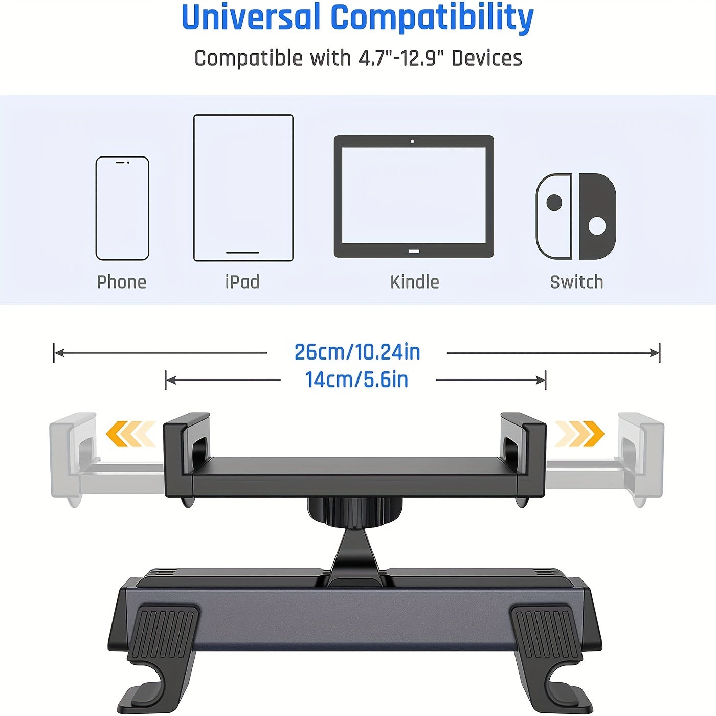 Car Headrest Tablet Mount Backseat Universal Holder 360 Swivel