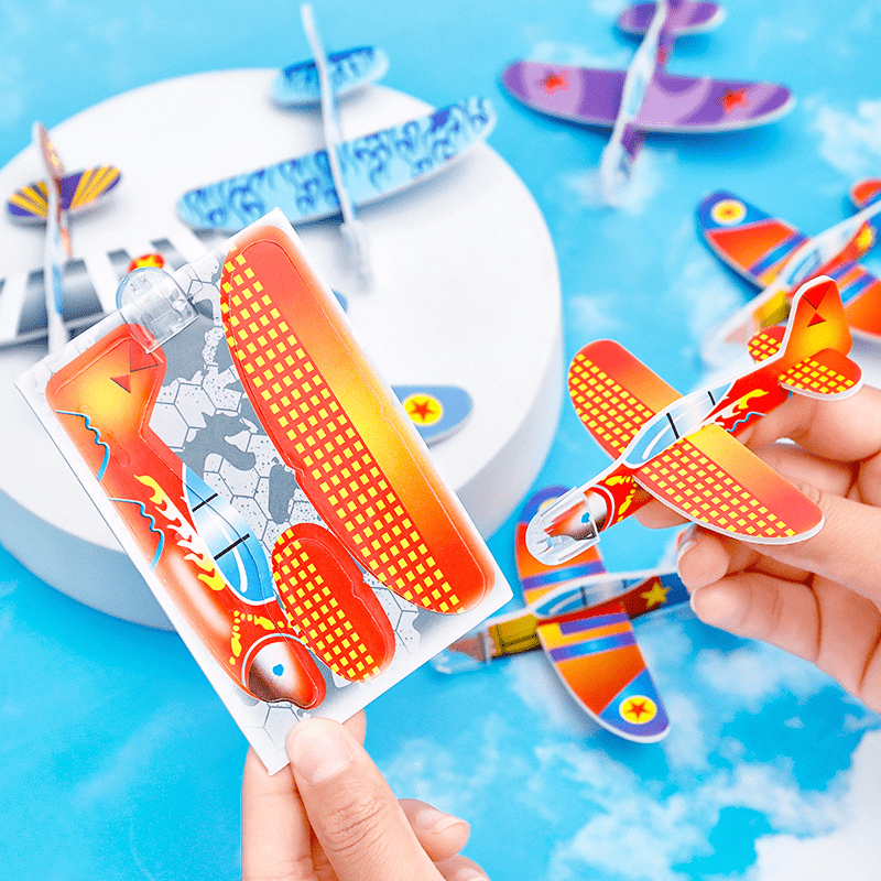 10pcs Cartoon Mini Foam Plane DIY Jigsaw Puzzle Toy for Kids