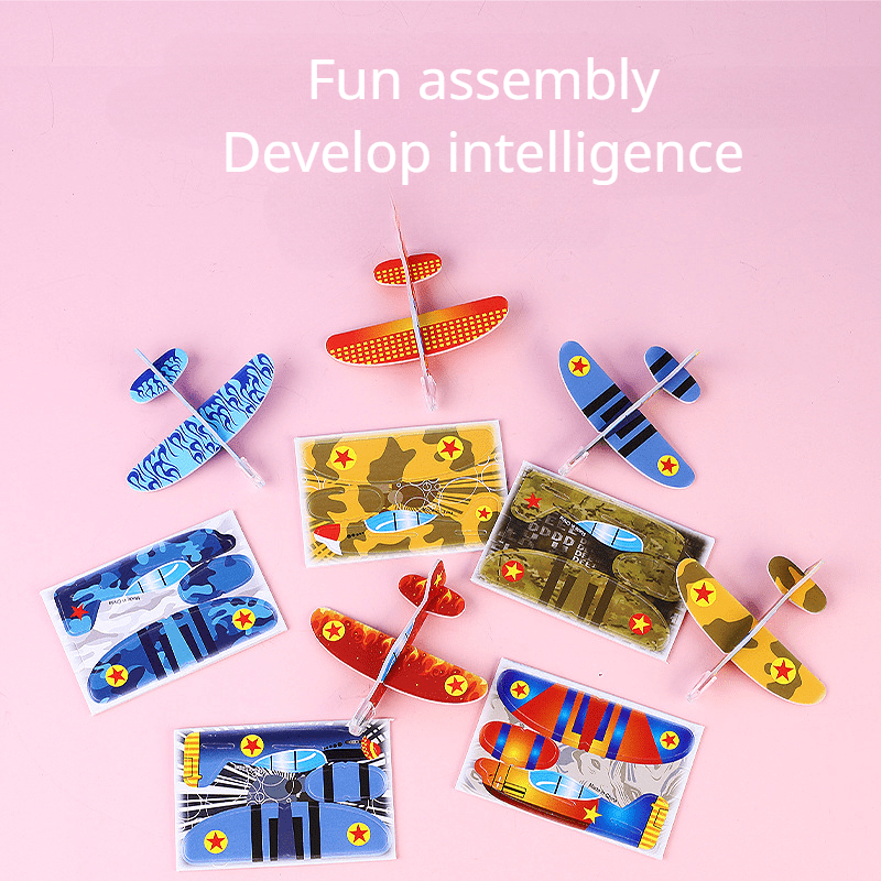 10pcs Cartoon Mini Foam Plane DIY Jigsaw Puzzle Toy for Kids