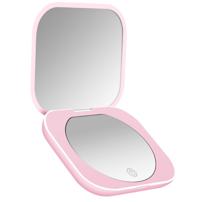 LED Lighted Travel Makeup Mirror Compact Portable Double Side Hand Mirror Gift