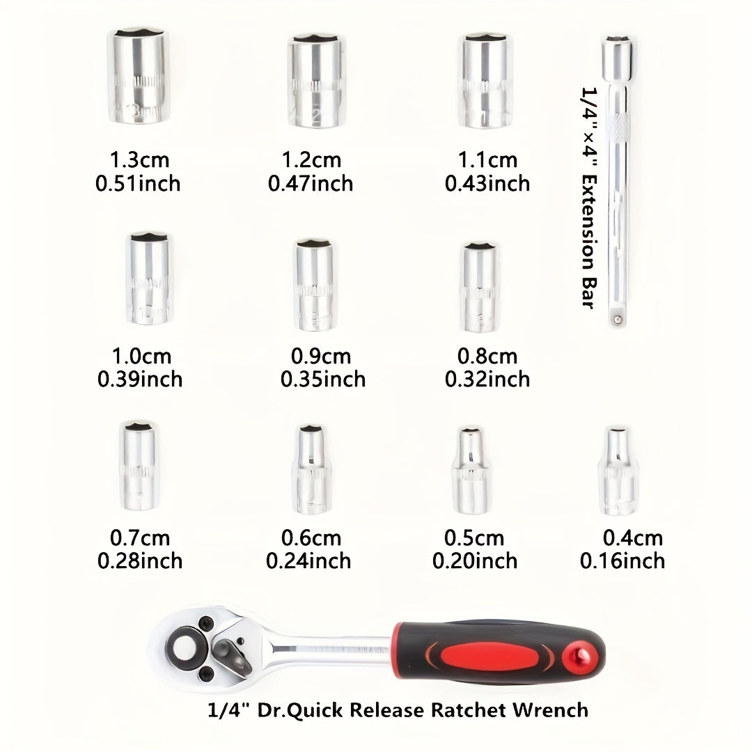12 Piece Socket Wrench Set Ratchet Wheel Quick Maintenance Car Set