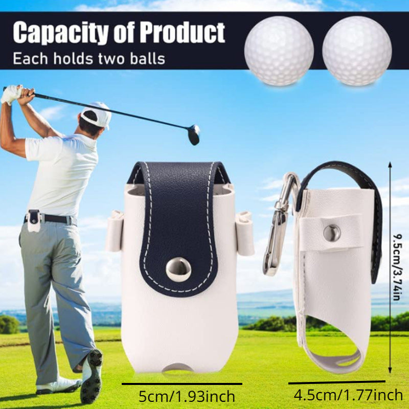 Golf Ball Holder Bag Tees Storage Waist Bag PU Leather Golf Club Bag