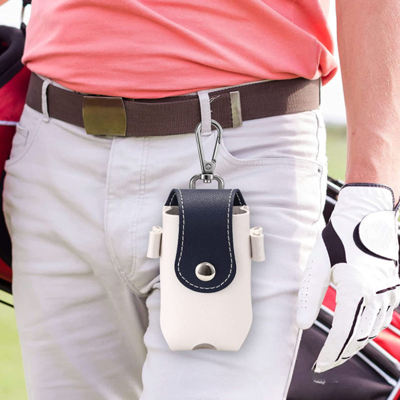 Golf Ball Holder Bag Tees Storage Waist Bag PU Leather Golf Club Bag
