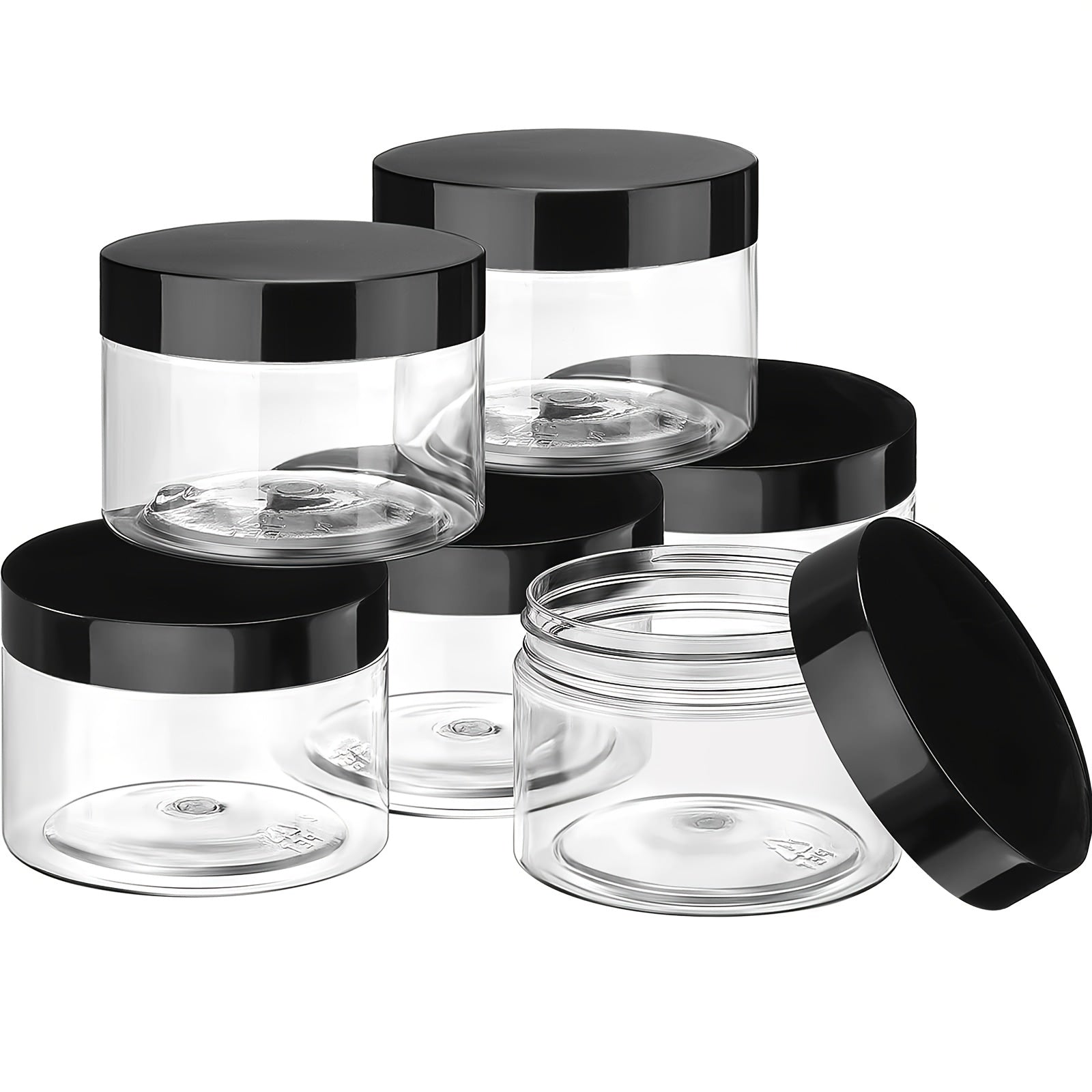 6pcs Clear Plastic Jars with Lid Leak Proof Cosmetic Container Travel Commute