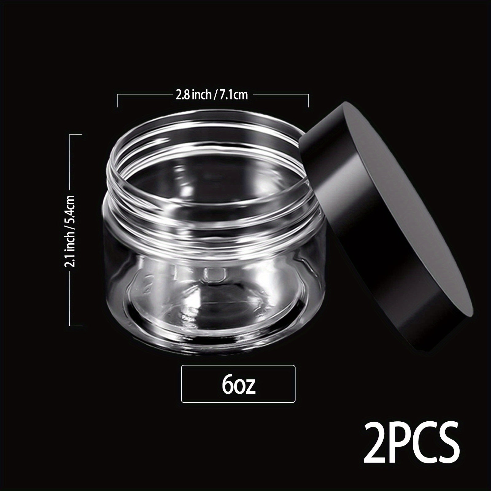 6pcs Clear Plastic Jars with Lid Leak Proof Cosmetic Container Travel Commute