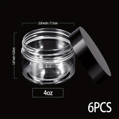 6pcs Clear Plastic Jars with Lid Leak Proof Cosmetic Container Travel Commute