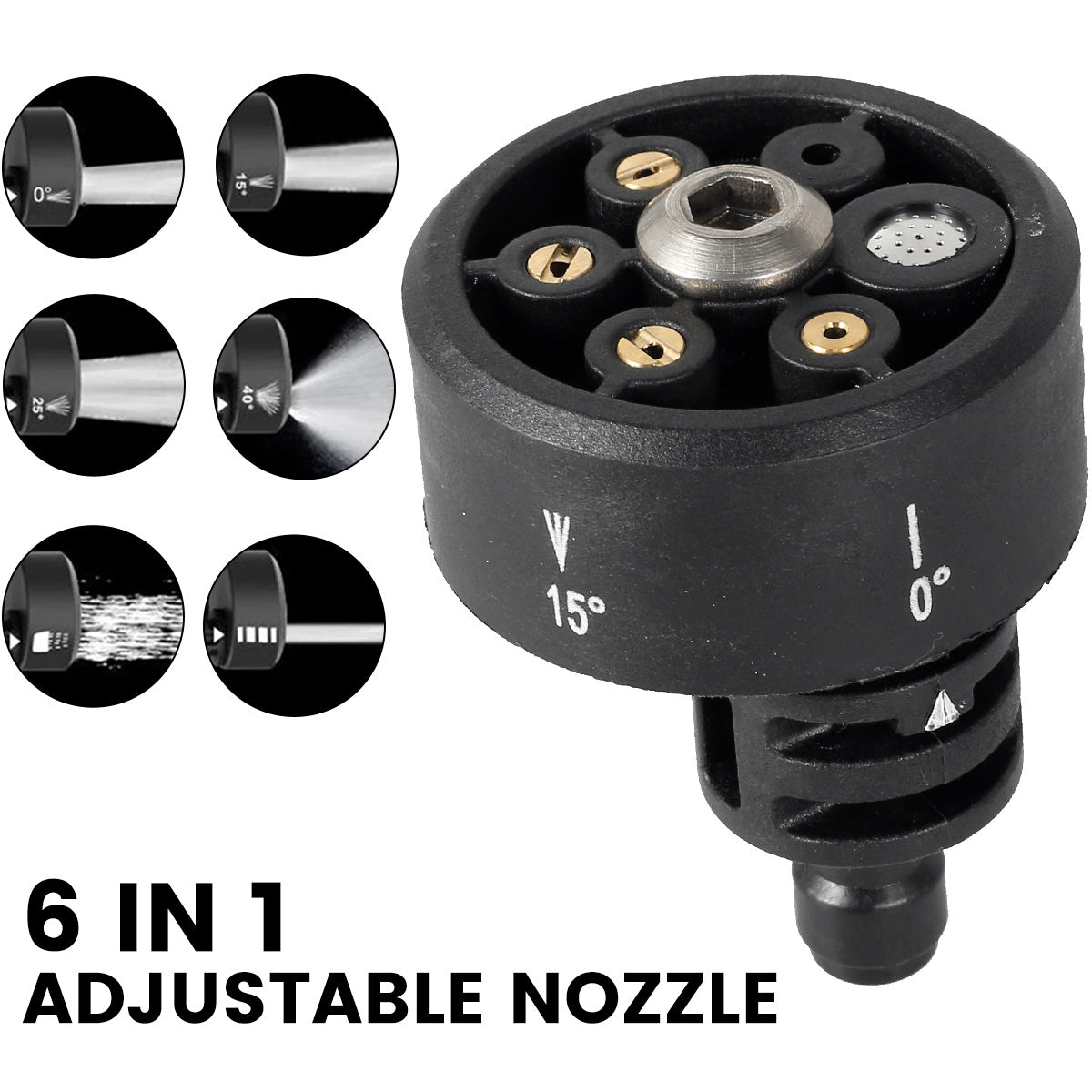 6-In-1 Adjustable Hose Nozzle 3000 PSI High Pressure Car Washer Spray Nozzle