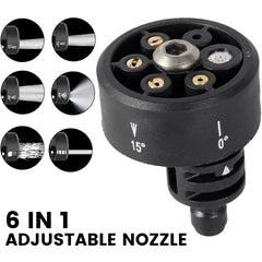 6-In-1 Adjustable Hose Nozzle 3000 PSI High Pressure Car Washer Spray Nozzle