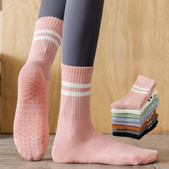 Striped Non-slip Yoga Socks with Silicone Grips