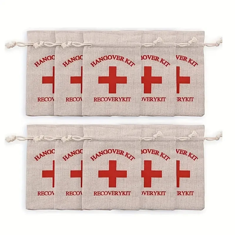 Red Cross Hangover Kit Cotton And Linen First Aid Party Kit Gift Bag