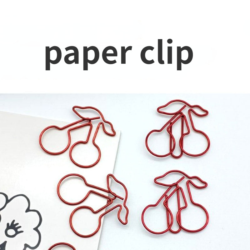 20pcs Mix Colors Metal Paper Clips Fruit Cherry Bookmarks For Office