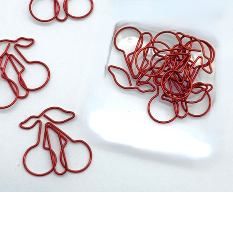 20pcs Mix Colors Metal Paper Clips Fruit Cherry Bookmarks For Office
