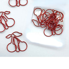 20pcs Mix Colors Metal Paper Clips Fruit Cherry Bookmarks For Office