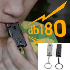 Portable Survival Whistle 180dbs Aluminum Alloy Double Tube Lifesaving Whistle