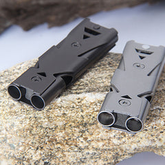 Portable Survival Whistle 180dbs Aluminum Alloy Double Tube Lifesaving Whistle