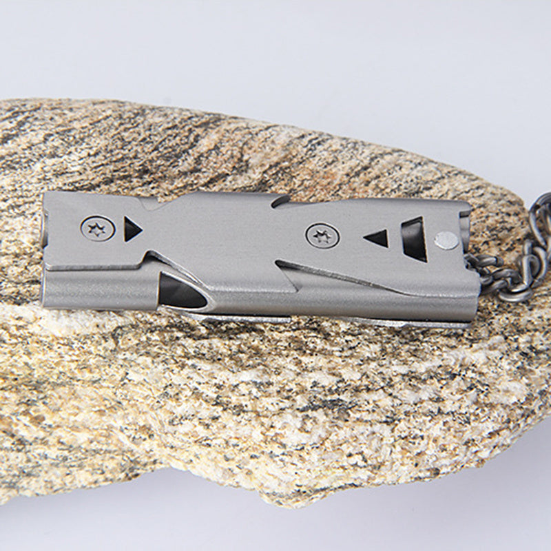 Portable Survival Whistle 180dbs Aluminum Alloy Double Tube Lifesaving Whistle