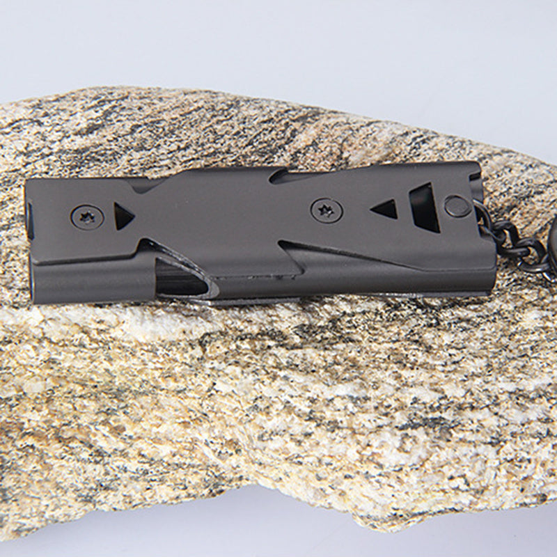 Portable Survival Whistle 180dbs Aluminum Alloy Double Tube Lifesaving Whistle