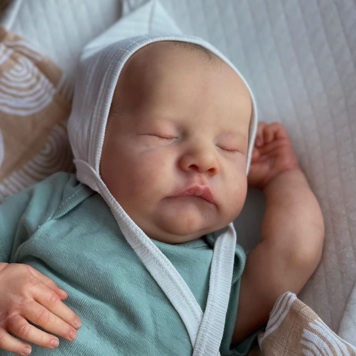 19inch Asleep Baby Reborn Doll 3D Painting Skin Realistic Soft Silicone Toy