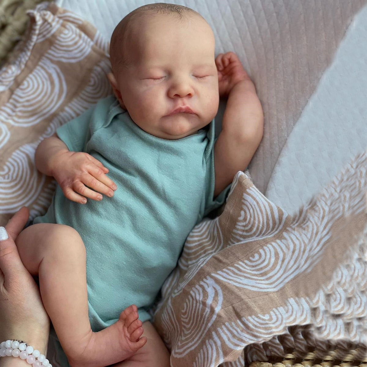 19inch Asleep Baby Reborn Doll 3D Painting Skin Realistic Soft Silicone Toy