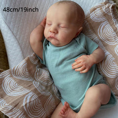 19inch Asleep Baby Reborn Doll 3D Painting Skin Realistic Soft Silicone Toy