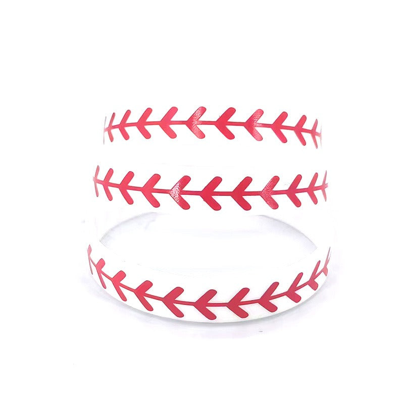 3 Pcs Softball Pattern Silicone Bracelet Sporty Style Rubber Wristband